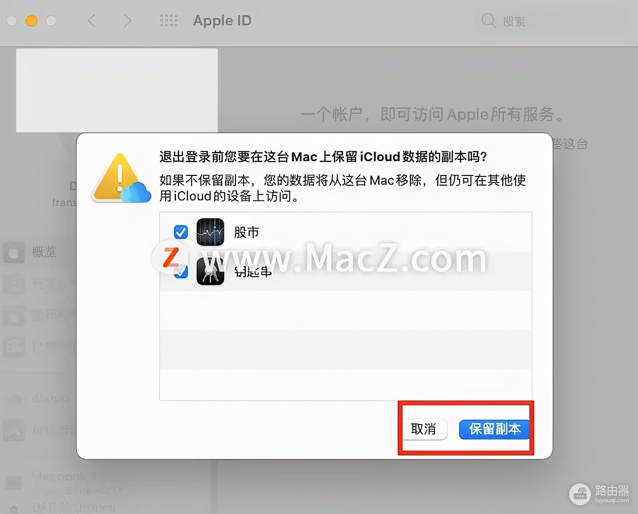 苹果电脑退出ID账号的方法(苹果电脑如何删除账号密码)