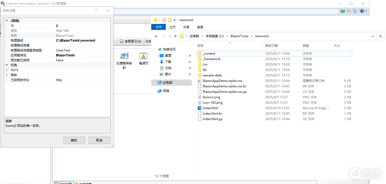 web deploy发布blazor报错:IIS物理路径嵌套wwwroot解决方法