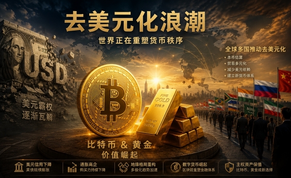 全球去美元化浪潮，比特币、黄金与替代结算机制的崛起