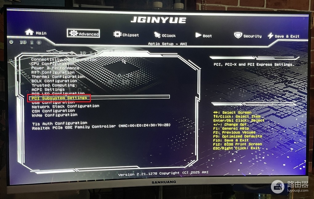 精粤JGINYUE主板开启Re-Size BAR Support功能的方法