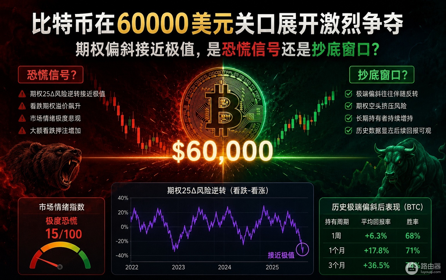 比特币期权偏斜接近极值,是恐慌信号还是抄底窗口?
