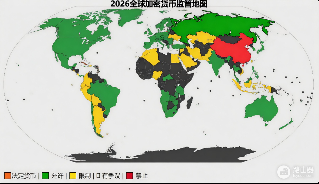 2026加密货币全球监管全景图:哪些国家放开?哪些全面禁止?中国投资者机会在哪?