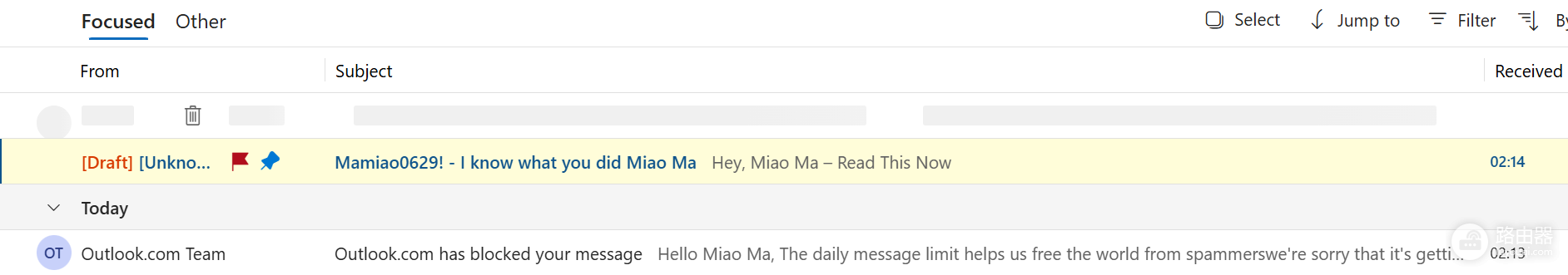 Hotmail收到无发件人垃圾邮件怎么办?自动置顶与Flagged邮件清除教程