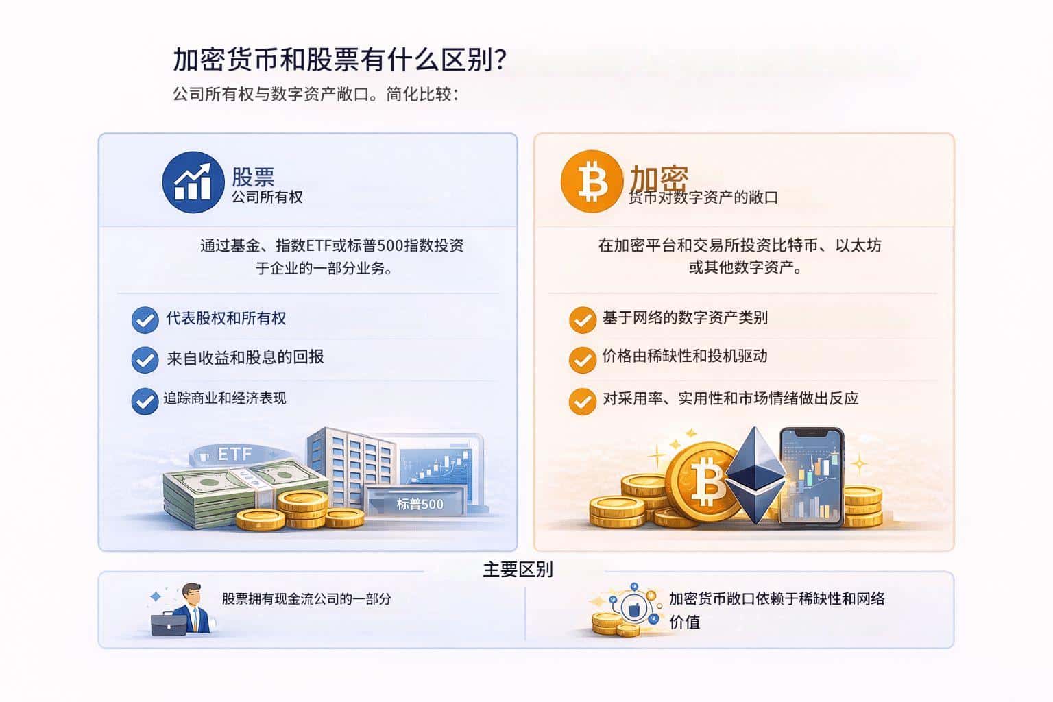 加密货币交易与股票交易有什么区别?怎么选