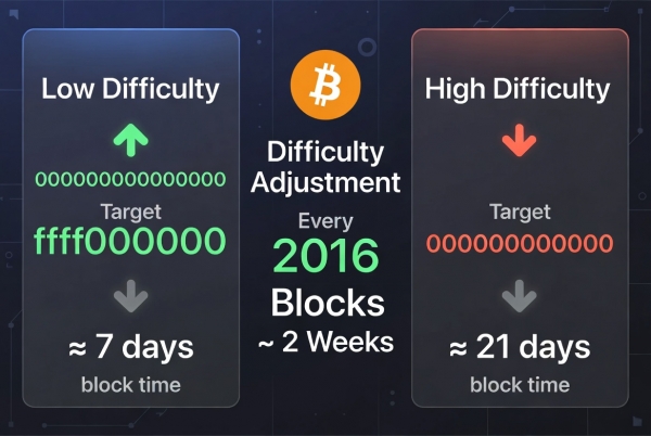 比特币难度说明:每多少个区块调整一次?难度变化是怎么算的?