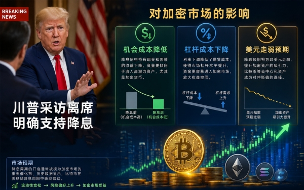 川普采访离席明确支持降息,深度解析对加密市场的影响