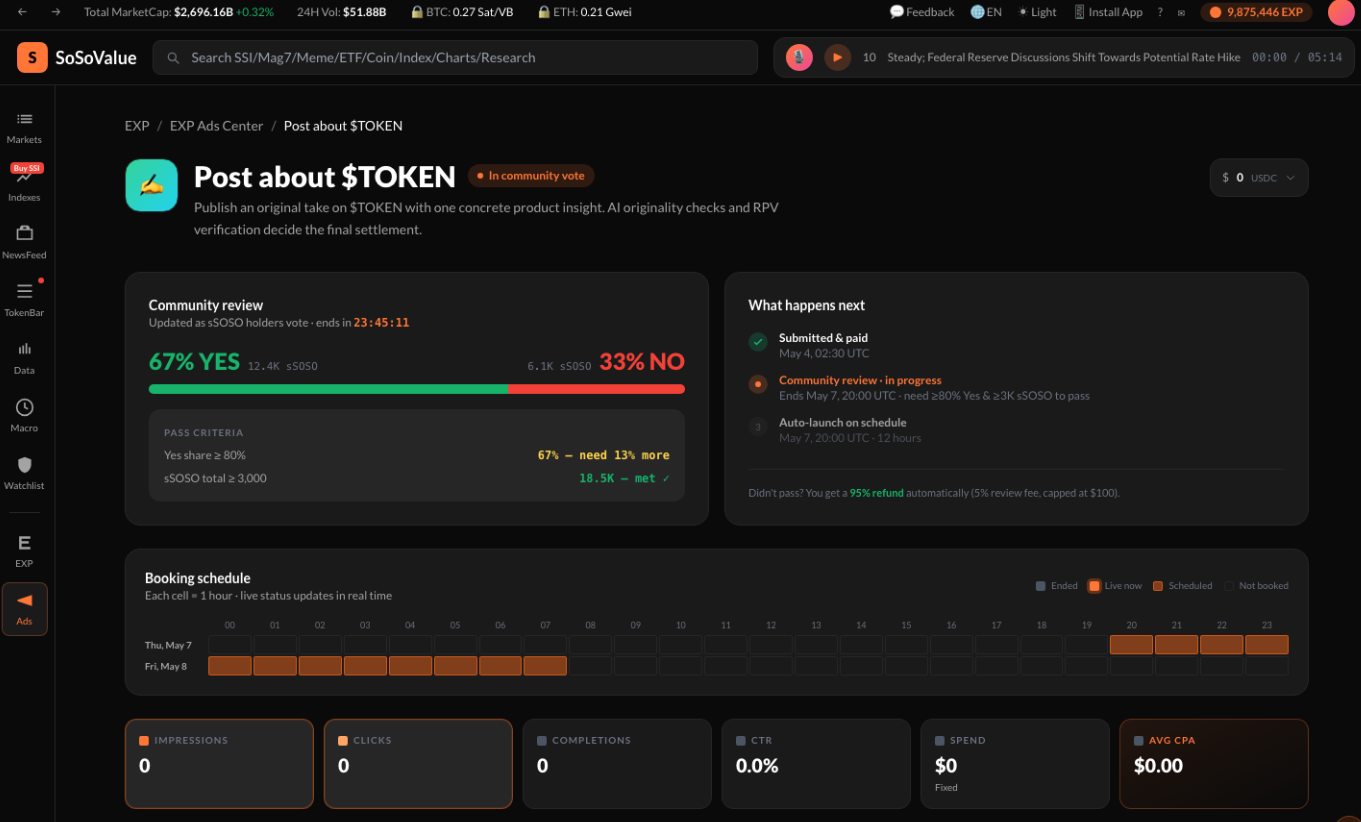 SoSoValue EXP Ads是什么?web3项目广告投放保姆级指南