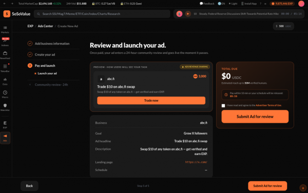 SoSoValue EXP Ads是什么？web3项目广告投放保姆级指南