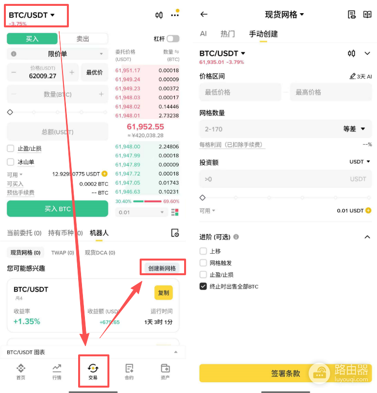 比特币无限网格交易教程:1万美元本金,B安BTC无限网格怎么设置?