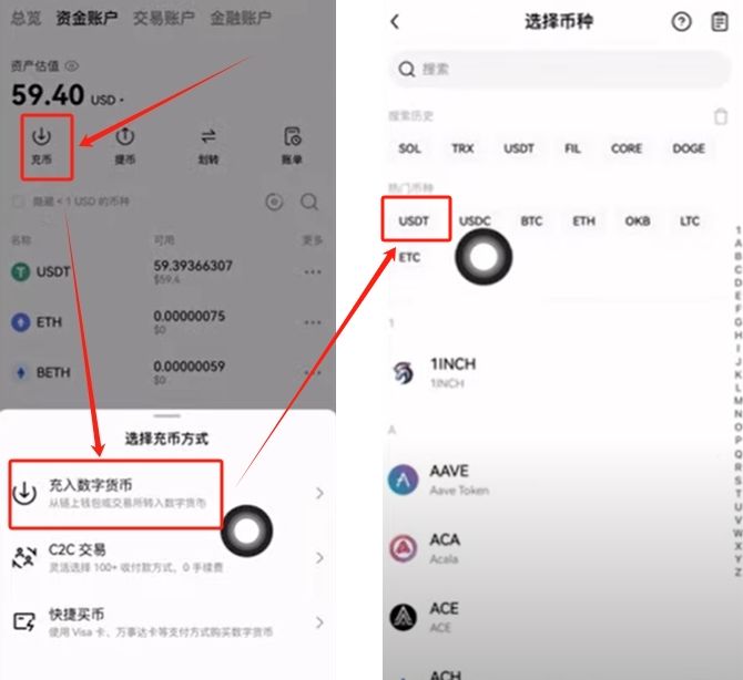 欧逸购买USDT防冻卡操作?USDT购买、充币、提币全流程