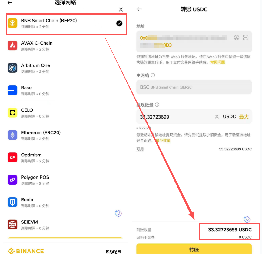 BSC链转USDC手续费多少?安币Web3钱包低成本转账教程