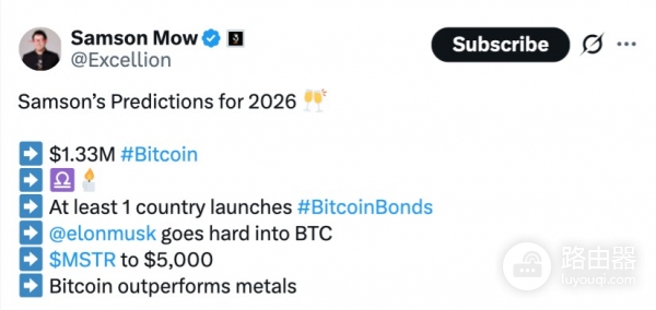 从100万到133万!Samson Mow对比特币的疯狂执念