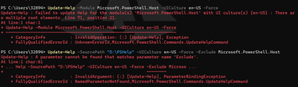 PowerShell Update-Help报错XML多个根元素解决方法