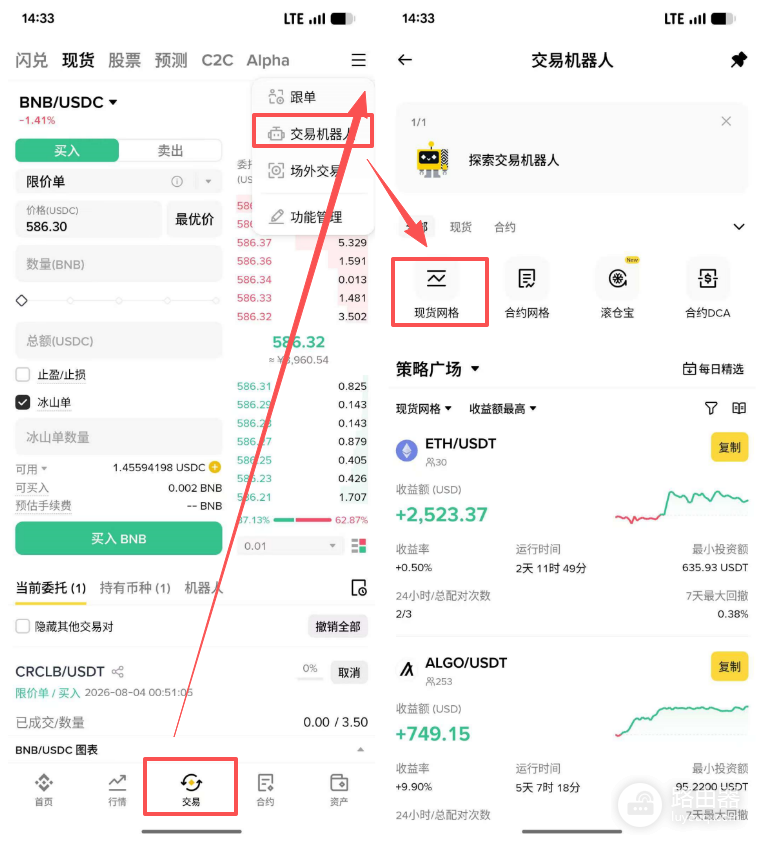 币安网格交易怎么玩?现货与合约网格机器人设置教程