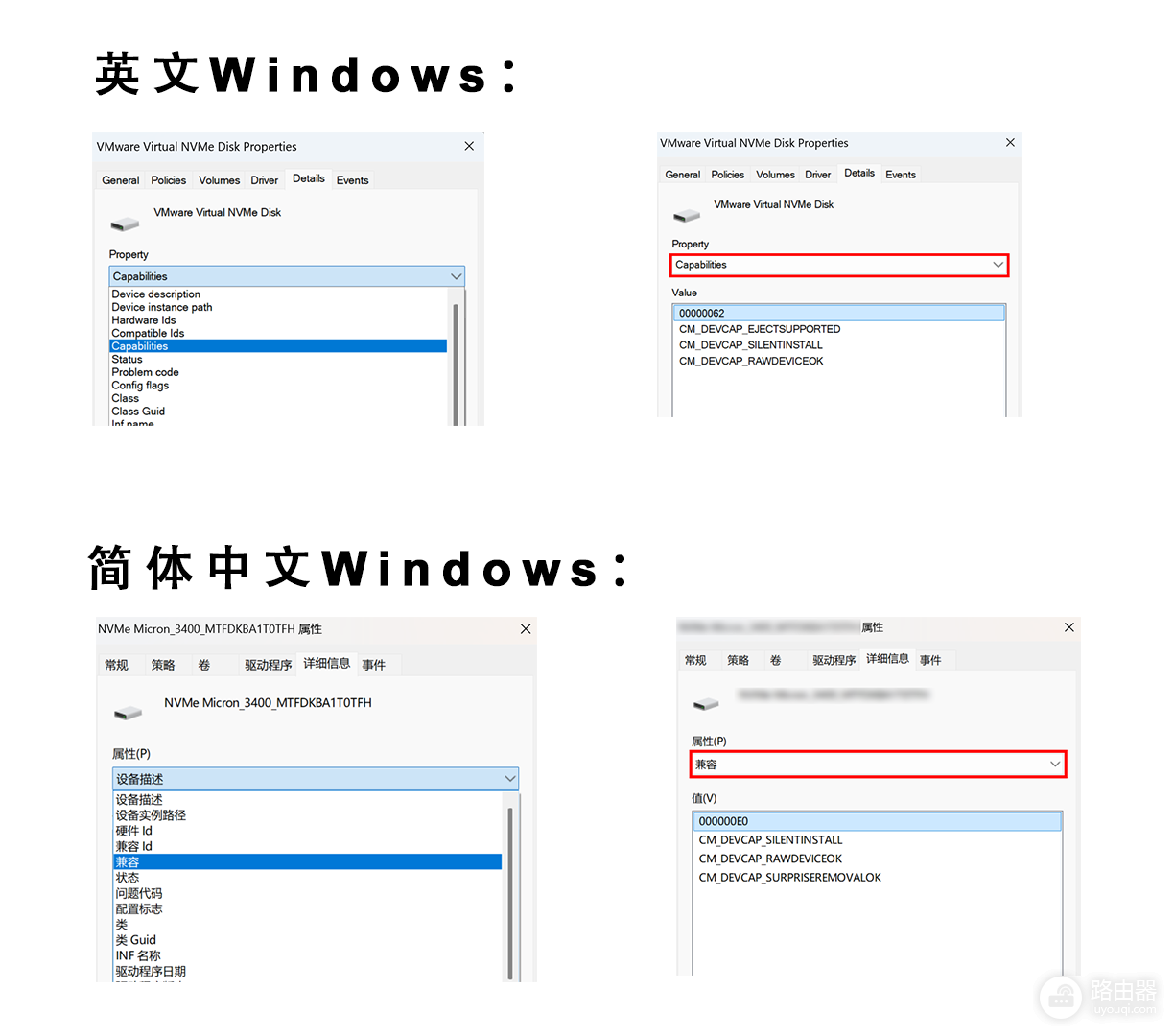 windows设备管理器翻译错误怎么办?Capabilities详细信息修正教程