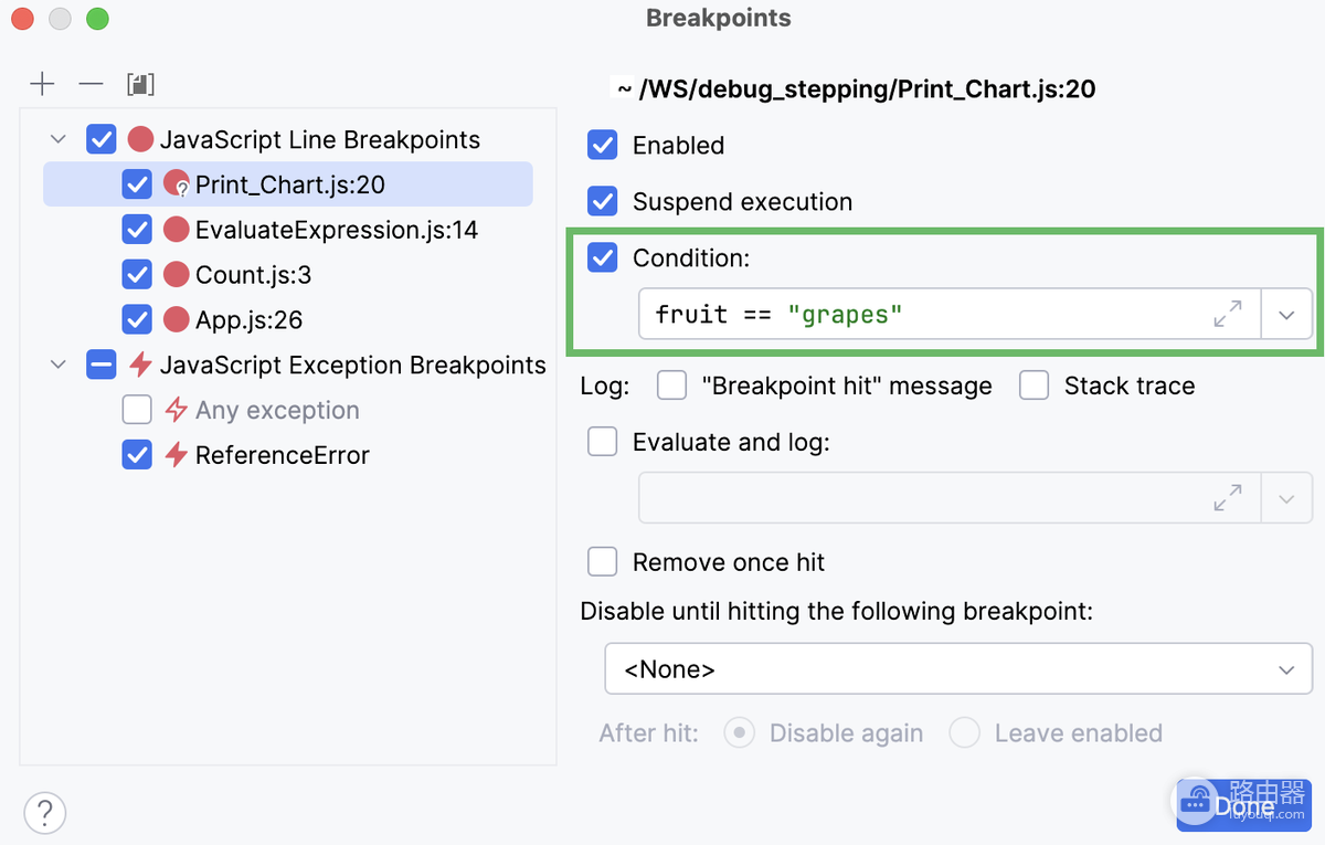 WebStorm怎么打断点?行断点和条件断点设置方法