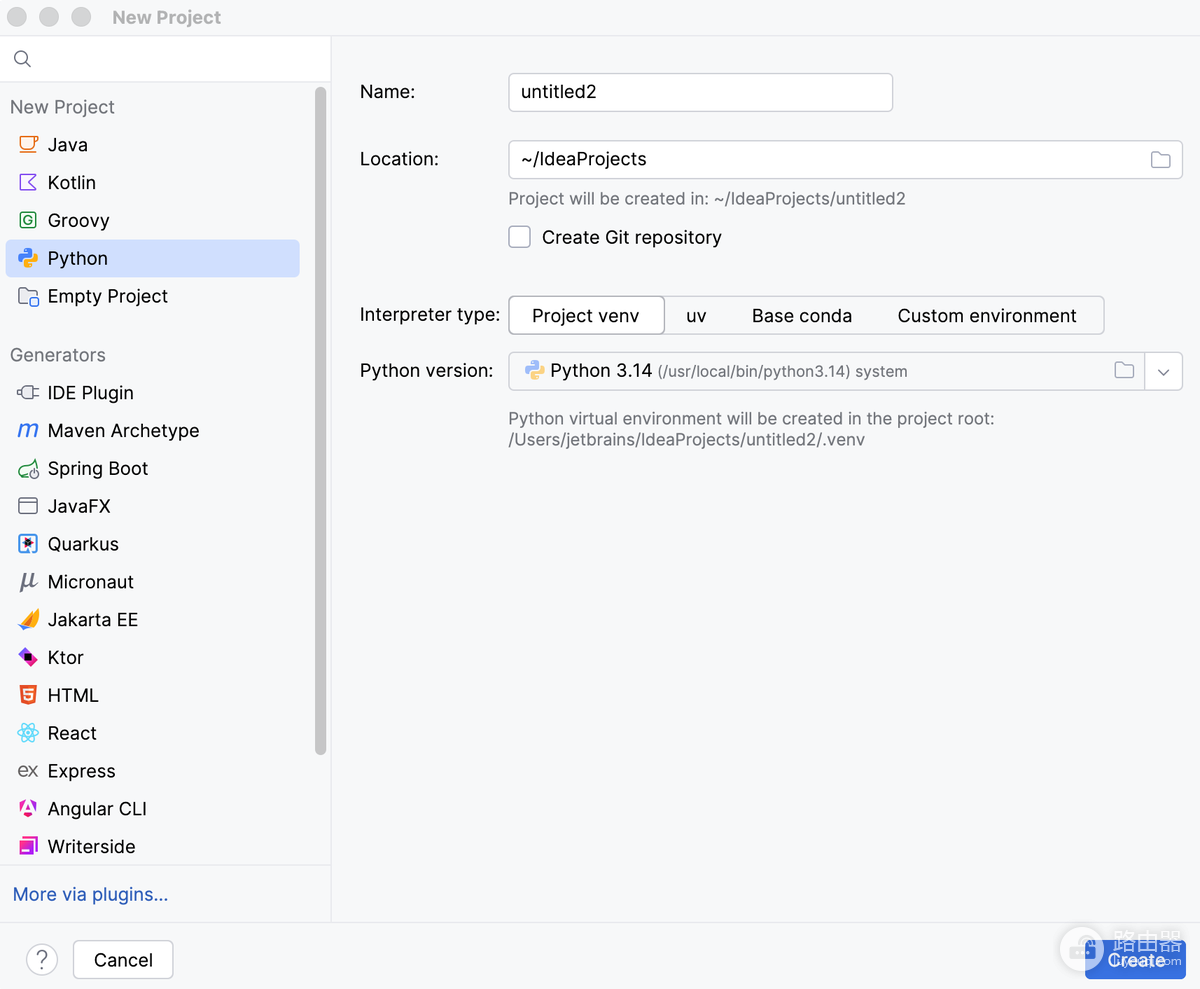 IntelliJ IDEA与PyCharm的区别:按项目语言和Python环境选择