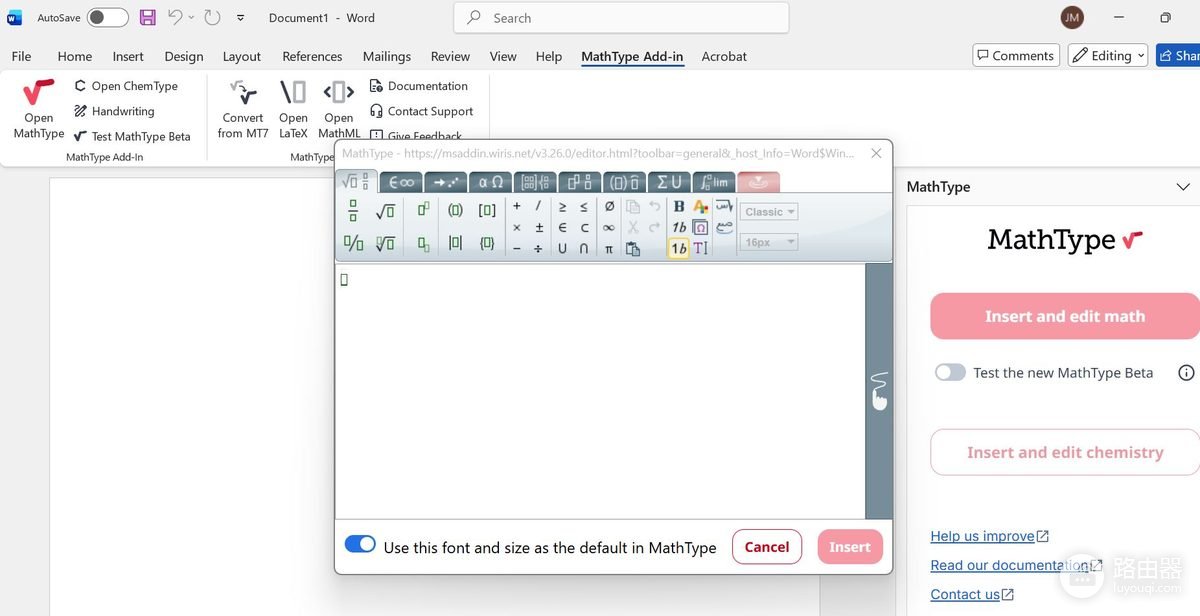 Word和MathType怎么关联?在Word里打开公式编辑器的方法